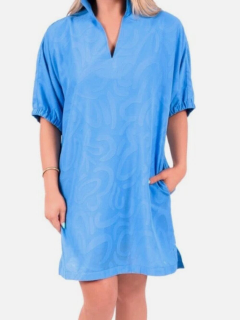 Emily McCarthy | Women's Blue Poppy Dress with pockets-size Small